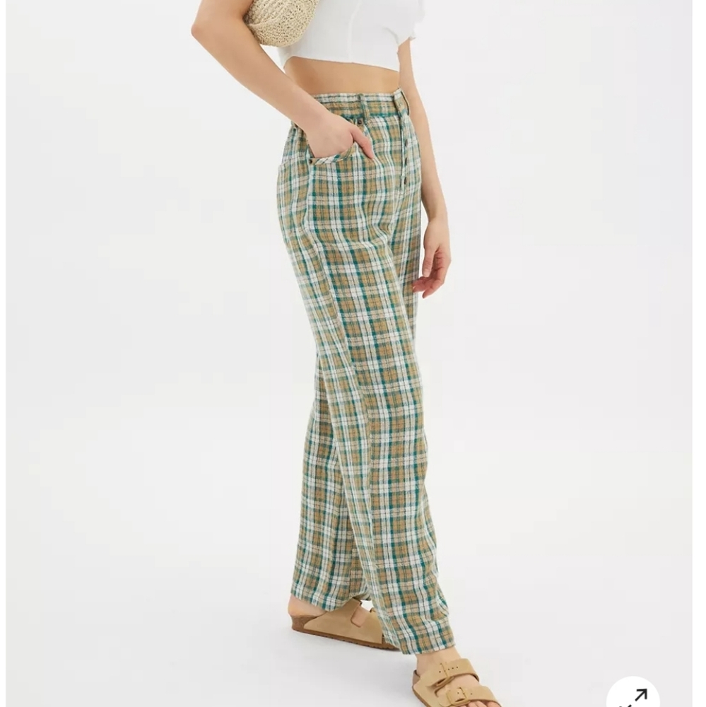 Urban Outfitters Kai Linen Plaid Baggy Pant Size XSmall